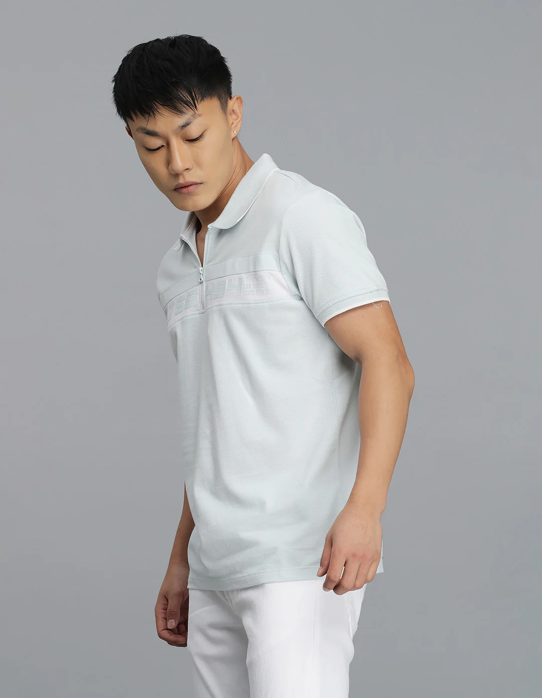Light Sky Blue Half Sleeves Pique Polo Tee - Image 3