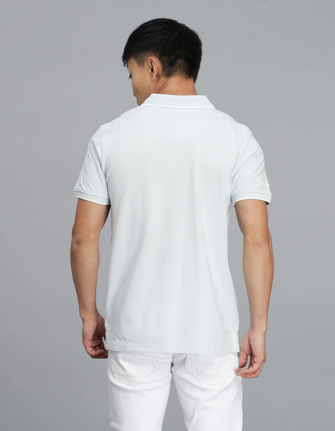Light Sky Blue Half Sleeves Pique Polo Tee - Image 5