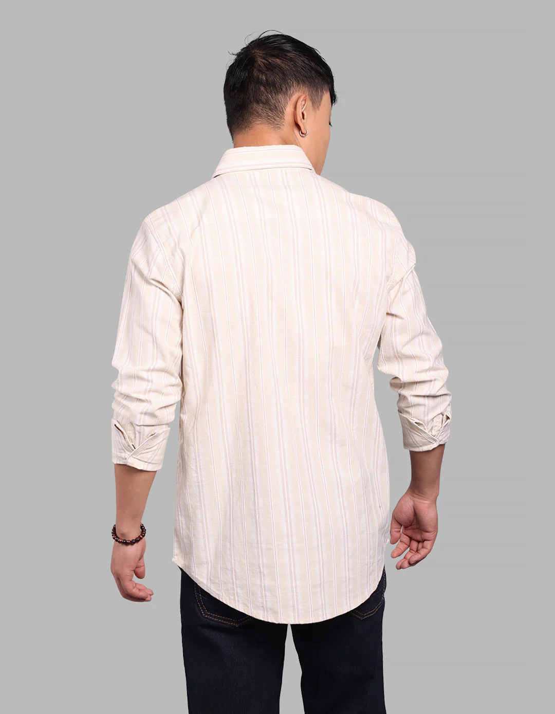 Light Yellow 100% Cotton Full Sleeve Stripe Shirt - Image 6