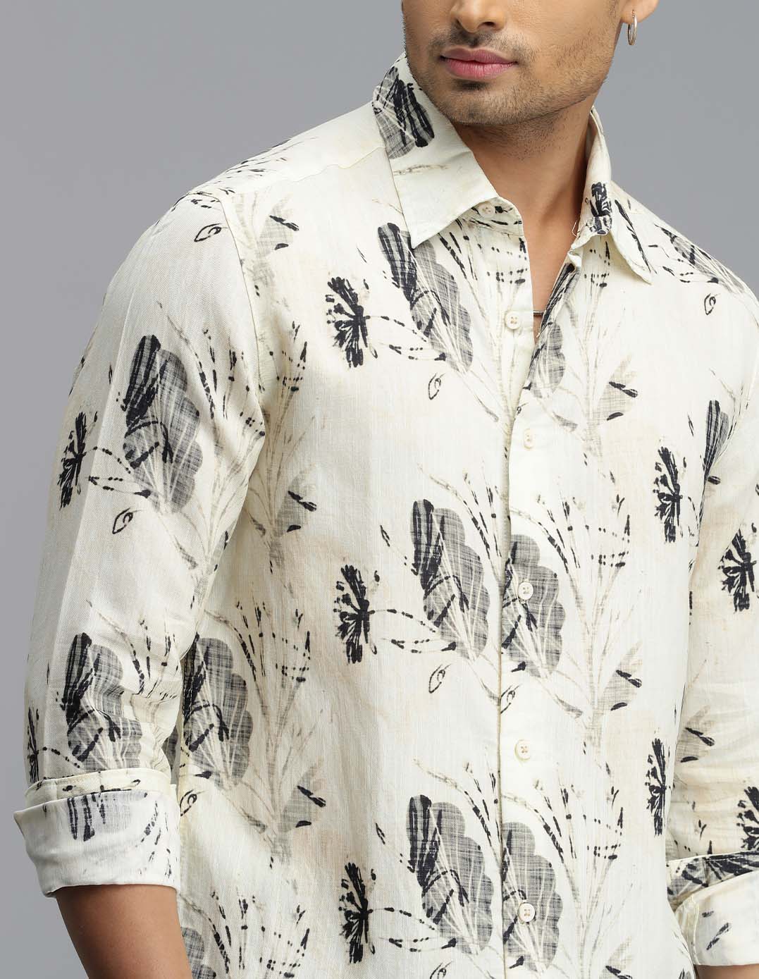 Light Yellow Full Sleeves Printed Shirt - Image 6