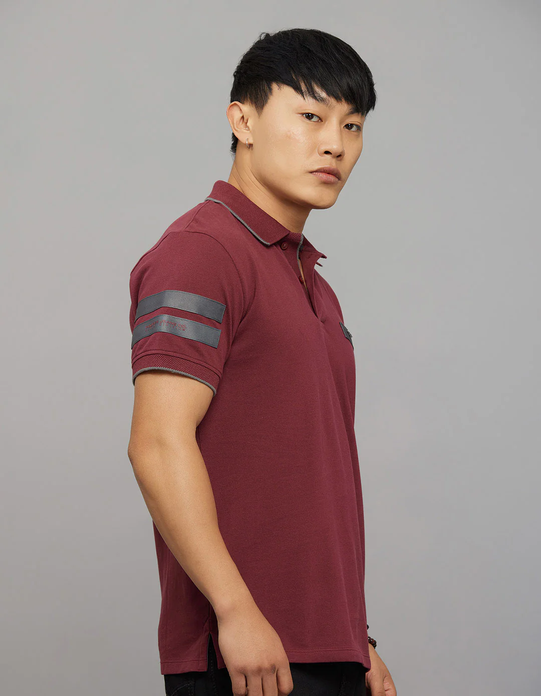 Maroon Half Sleeves Pique Polo Tee - Image 4
