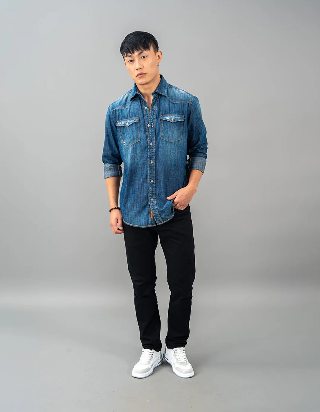 Med Blue Full Sleeve Denim Shirt - Image 2