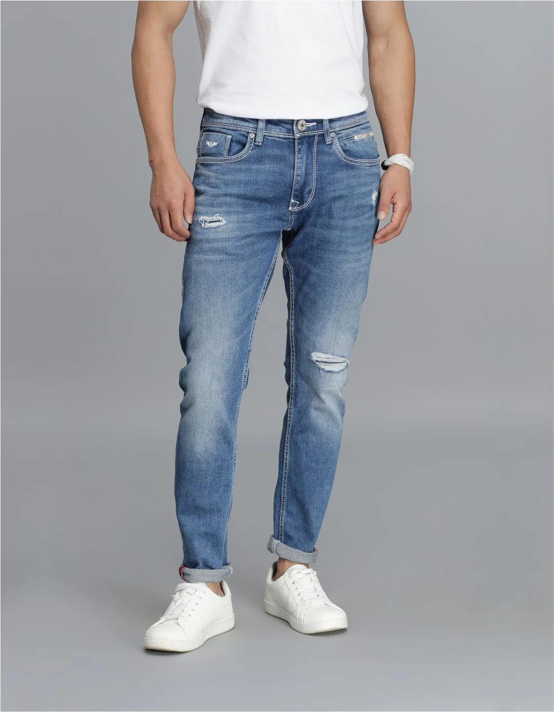 Med Blue Low-Rise Ankle Length jeans