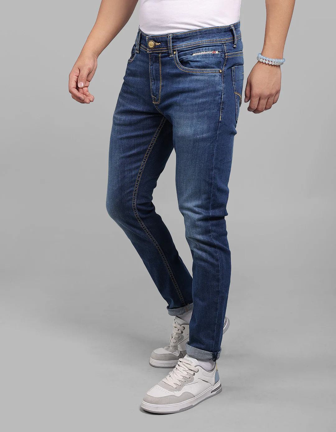 Med Blue Low-Rise Ankle Length Stretch Jeans - Image 3