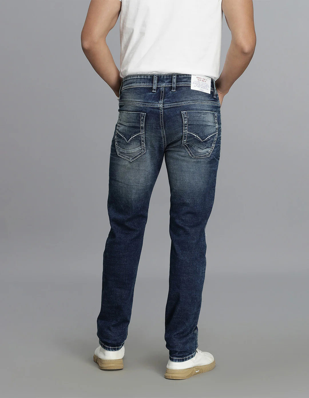 Med Blue Mid-Rise Slim Straight Fit Jeans - Image 5
