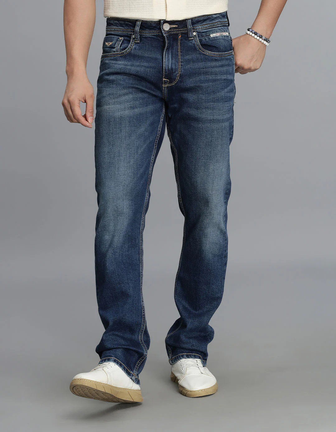 Med Blue Mid-Rise Slim Straight Fit jeans - Image 2