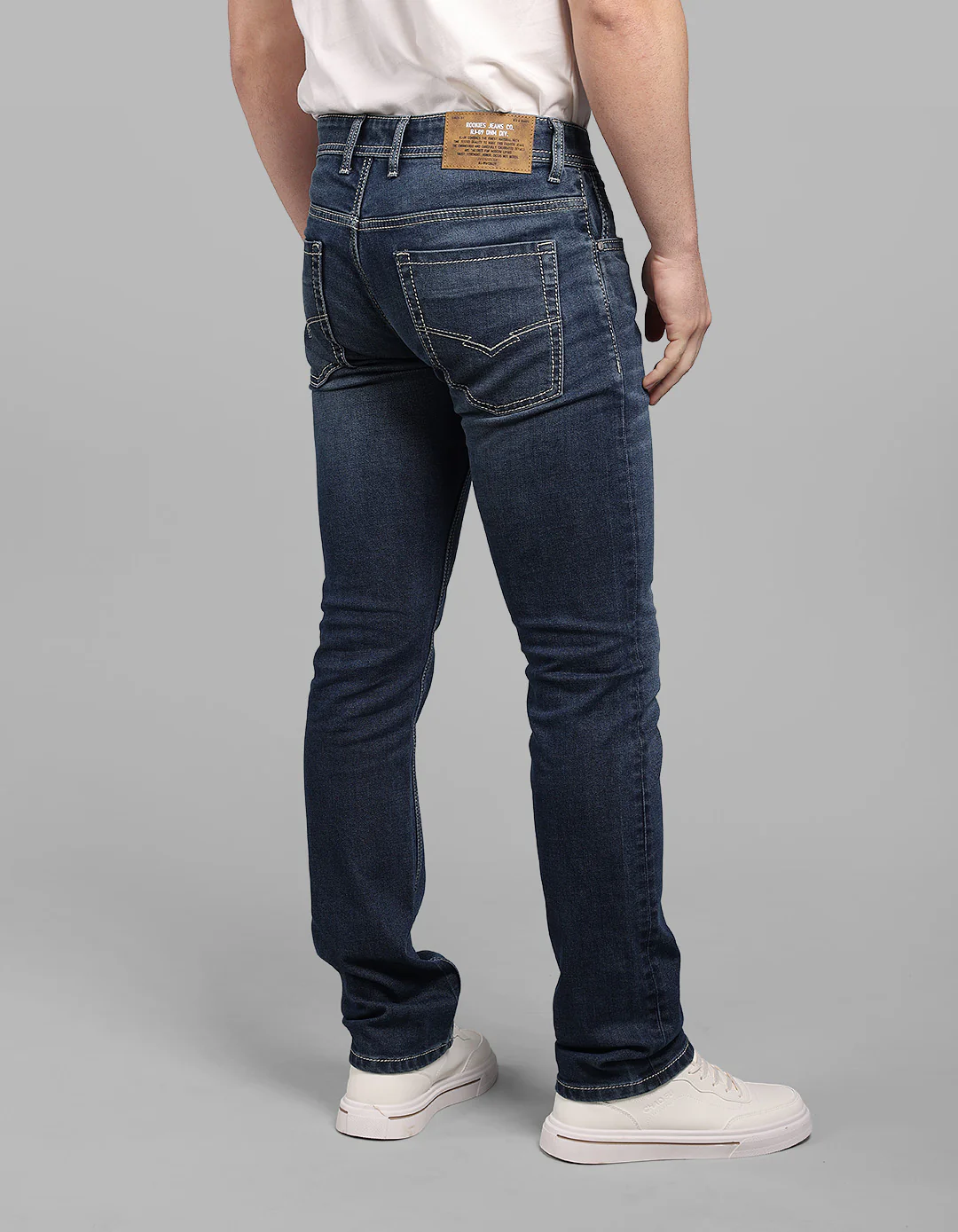 Med Blue Mid-Rise Slim Straight Fit Stretch Jeans - Image 6