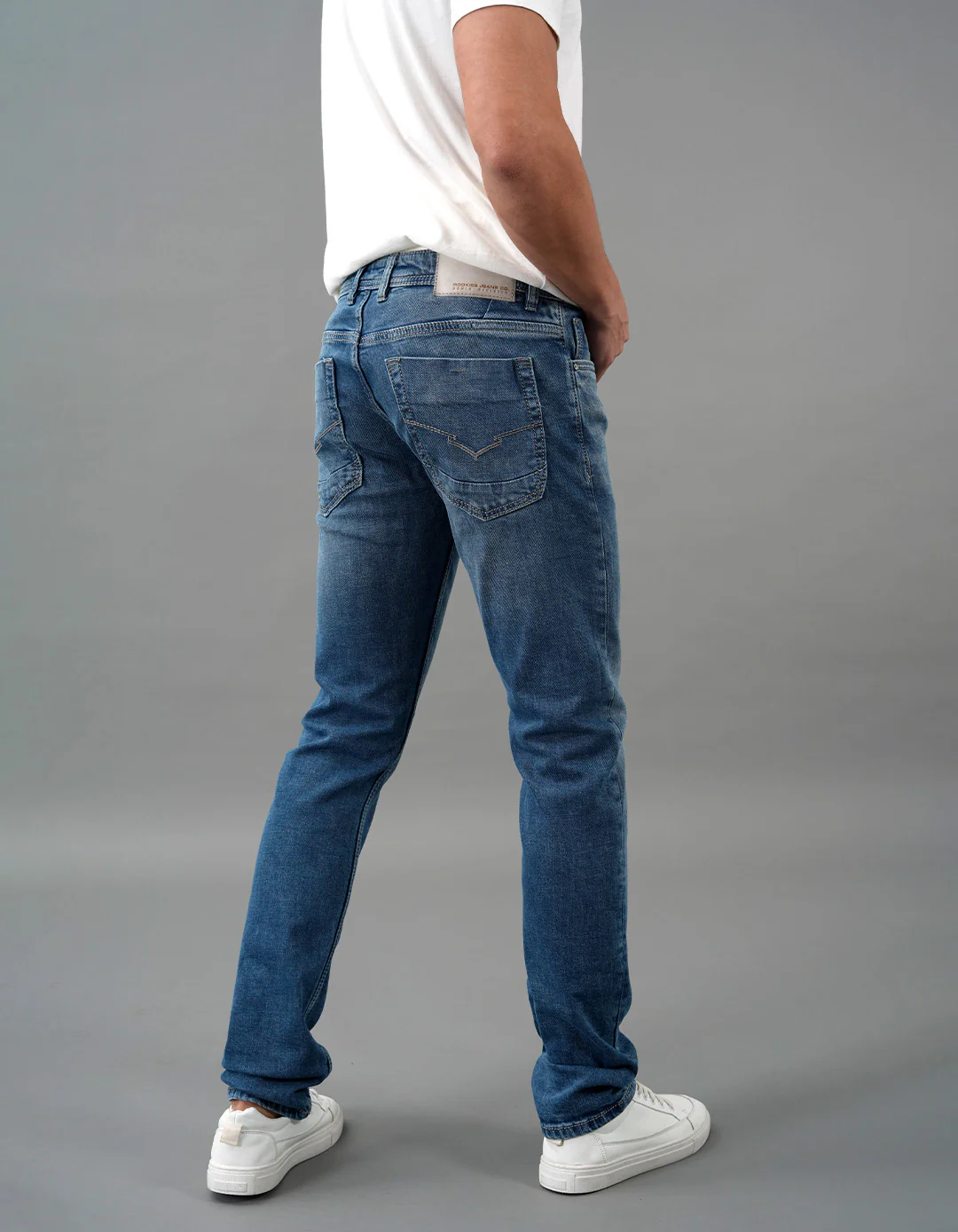 Med Blue Mid-Rise Slim Straight Fit Jeans - Image 6