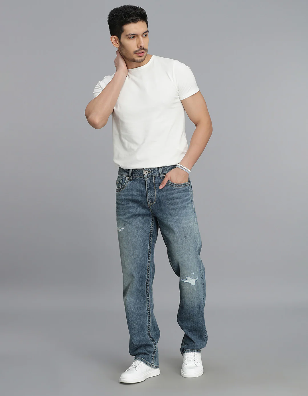 Med Blue Midrise, Comfort And Straight Fit Jeans - Image 2