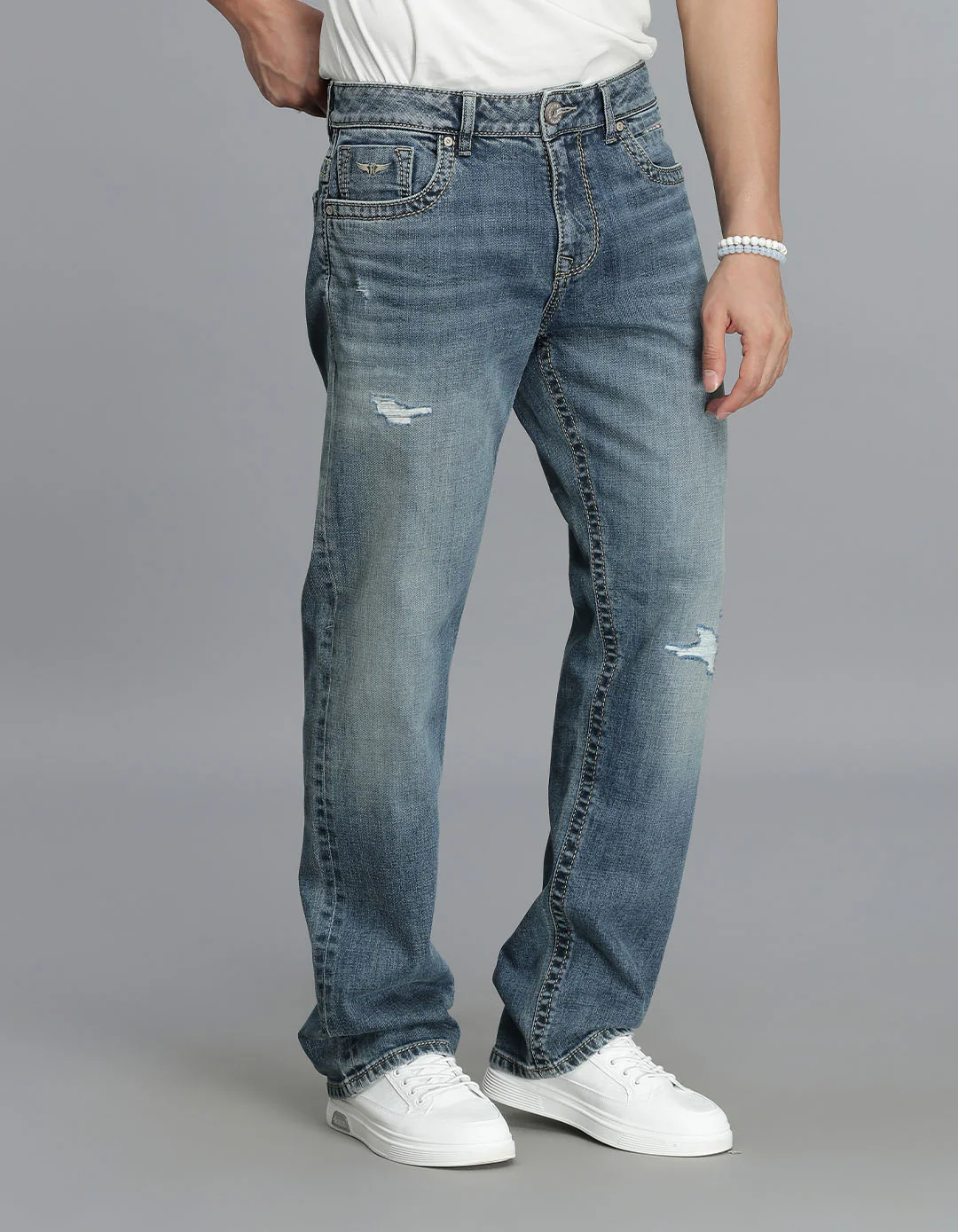 Med Blue Midrise, Comfort And Straight Fit Jeans - Image 3