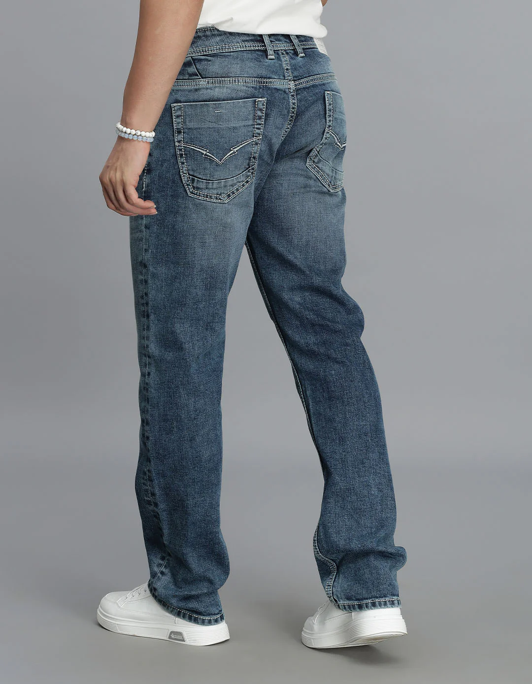 Med Blue Midrise, Comfort And Straight Fit Jeans - Image 5
