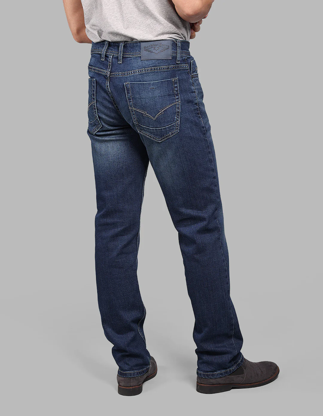 Med Blue Midrise, Comfort And Straight Fit Stretch Jeans - Image 6
