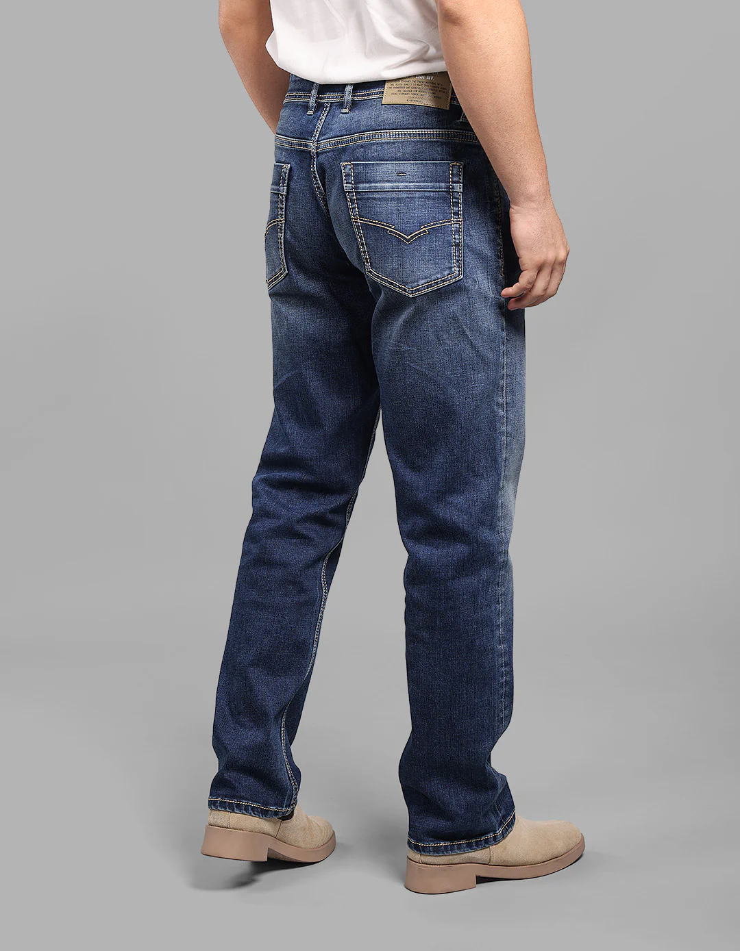 Med Blue Midrise, Comfort And Straight Fit Stretch Jeans - Image 5