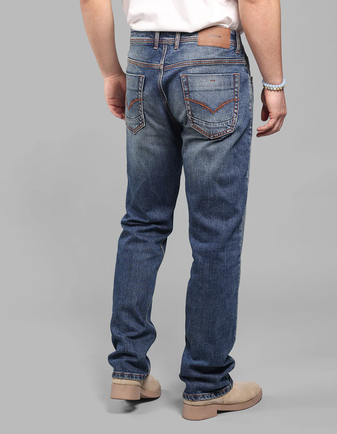 Med Blue Midrise, Comfort And Straight Fit Stretch Jeans - Image 5