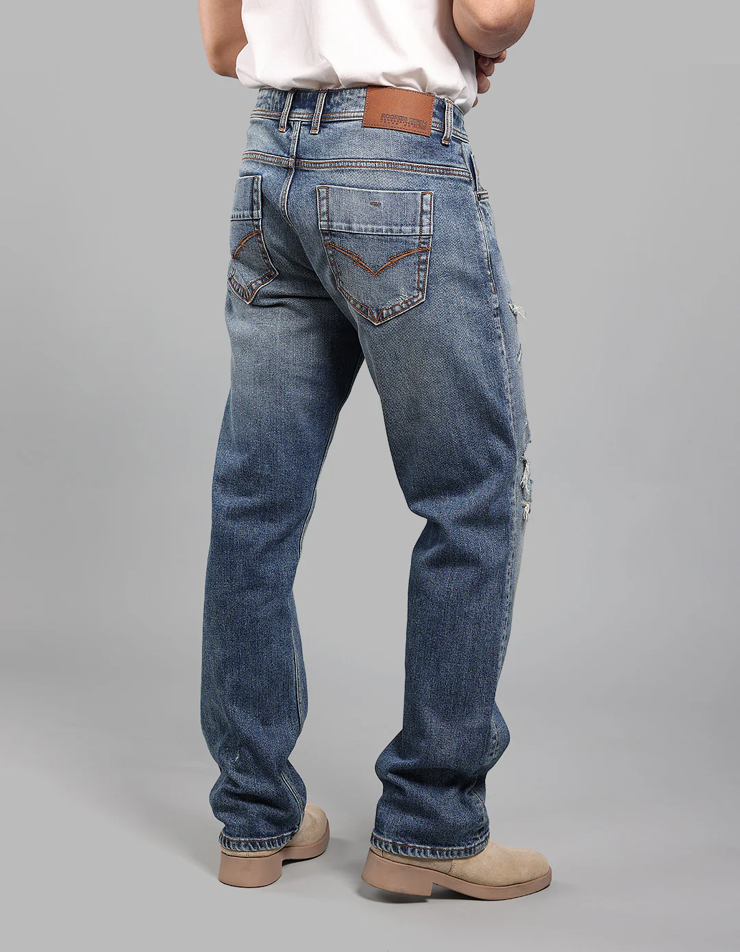 Med Blue Midrise, Comfort And Straight Fit Stretch Jeans - Image 7