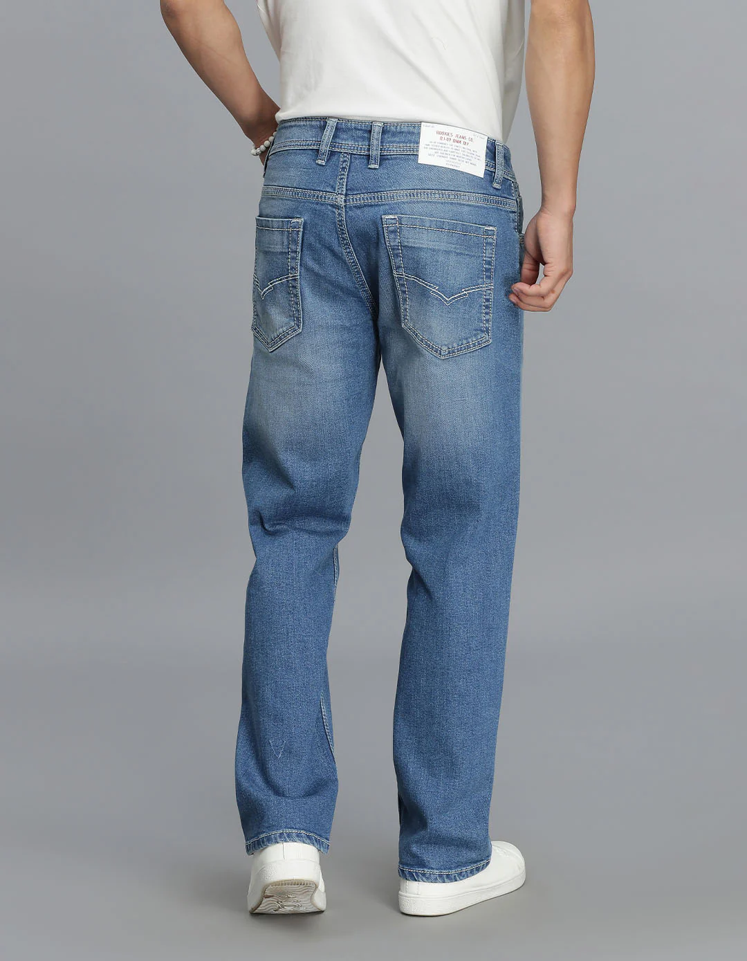 Med Blue Midrise, Comfort Straight Fit Cropped Jeans - Image 5