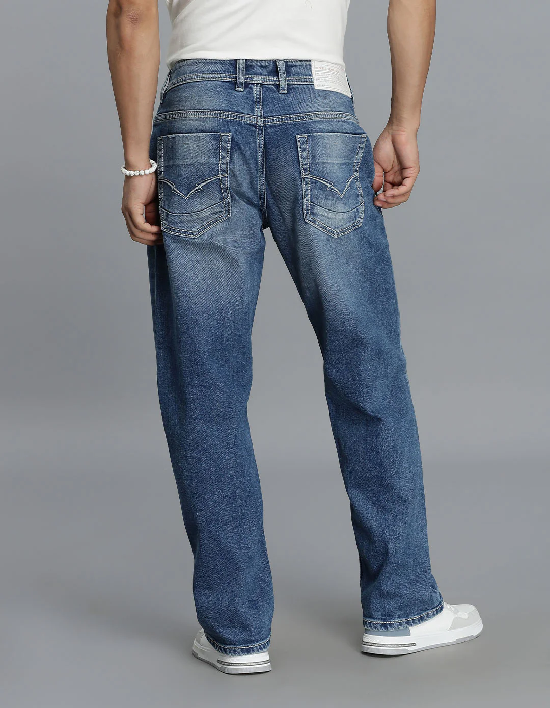 Med Blue Midrise, Comfort Straight Fit Cropped Jeans - Image 5