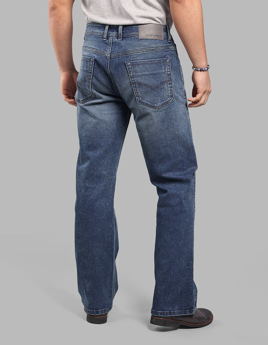 Med Blue Midrise Loose Fit Stretch Jeans - Image 5