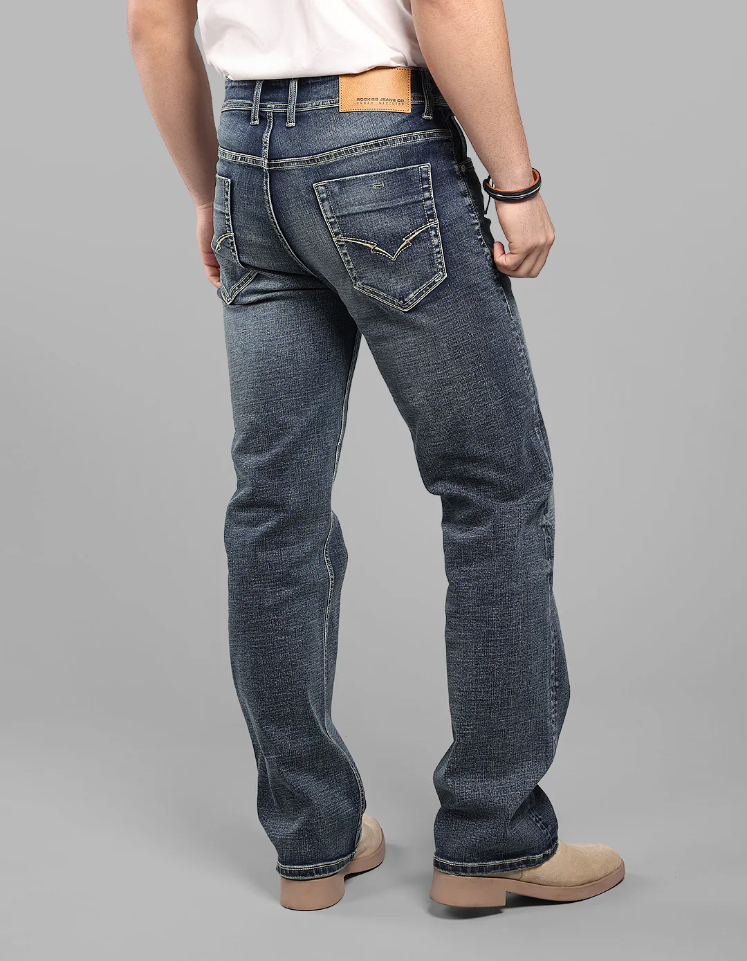 Med Blue Midrise Loose Fit Stretch Jeans - Image 6