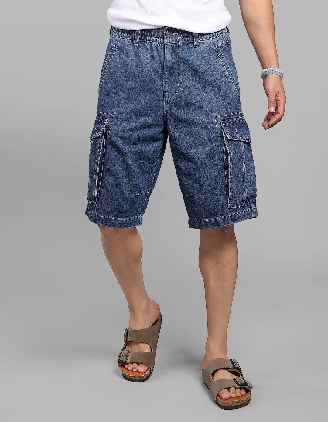 Med Blue Denim Cargo Shorts - Image 3