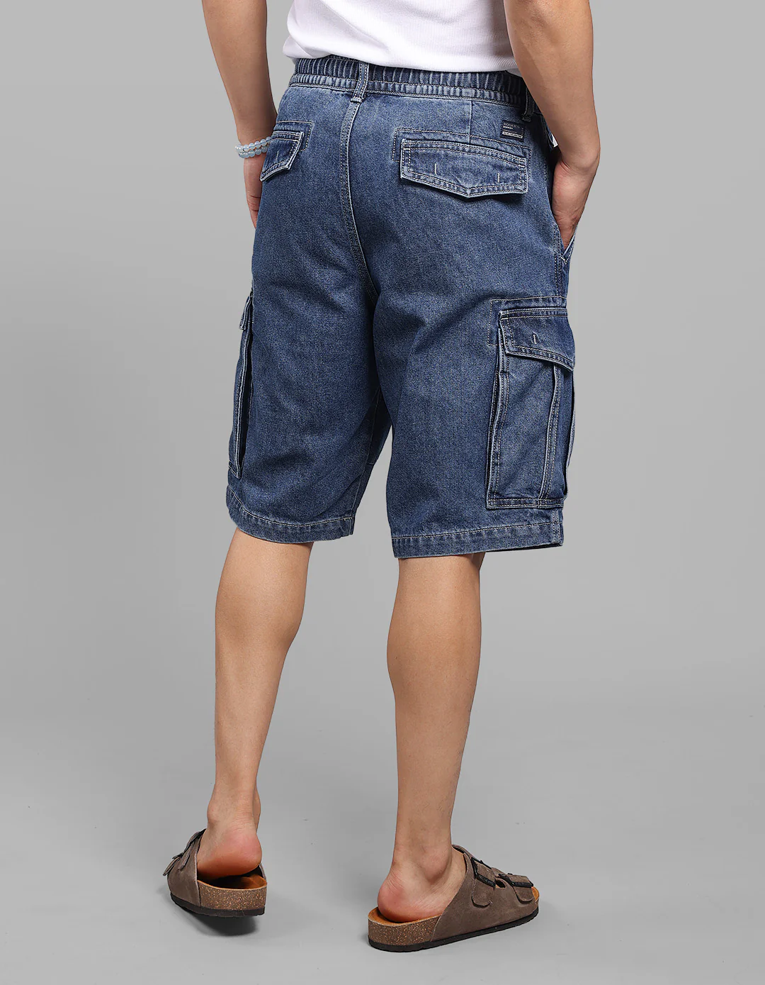 Med Blue Denim Cargo Shorts - Image 6
