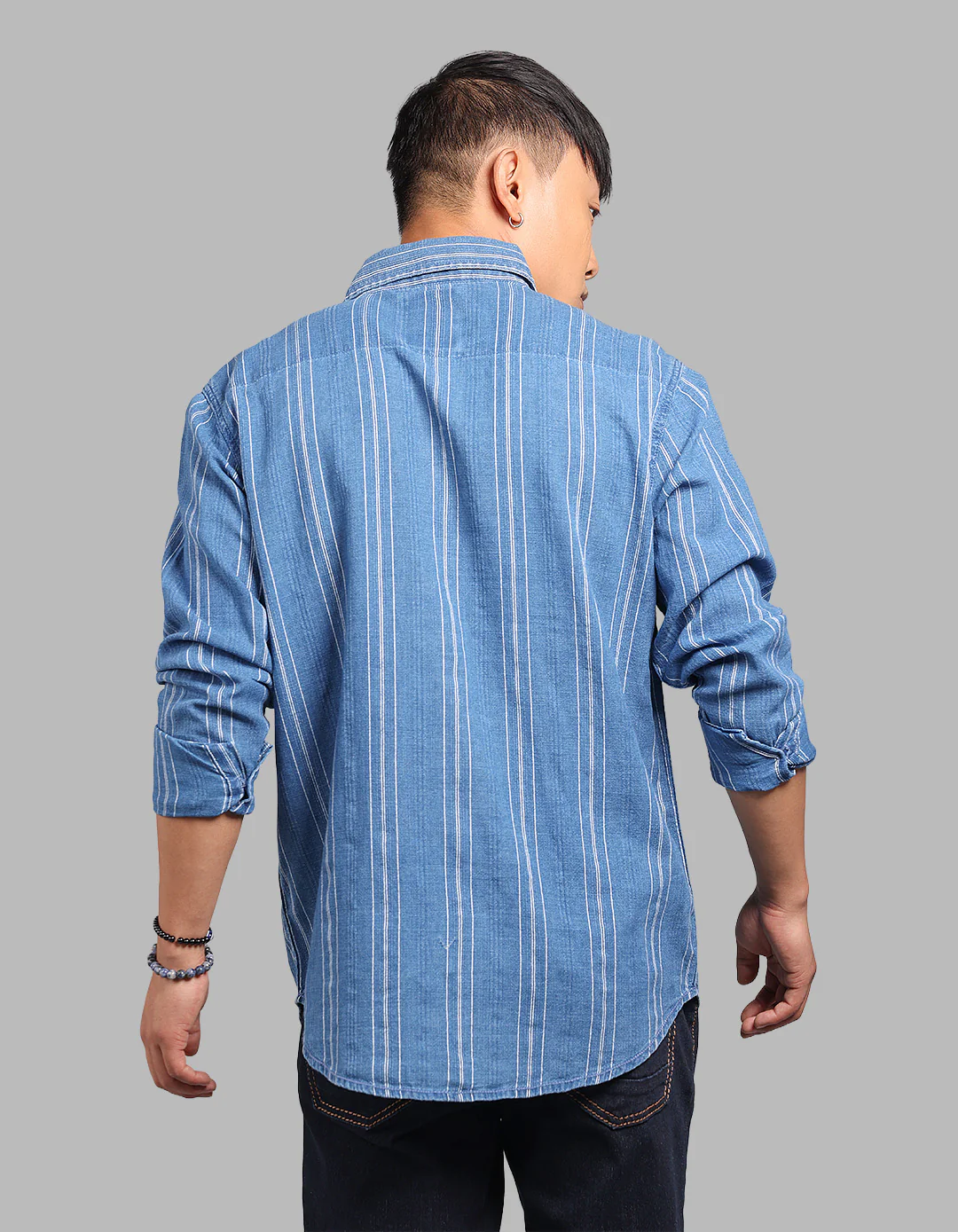 Med Blue Full Sleeve 100% Cotton Denim Shirt - Image 5