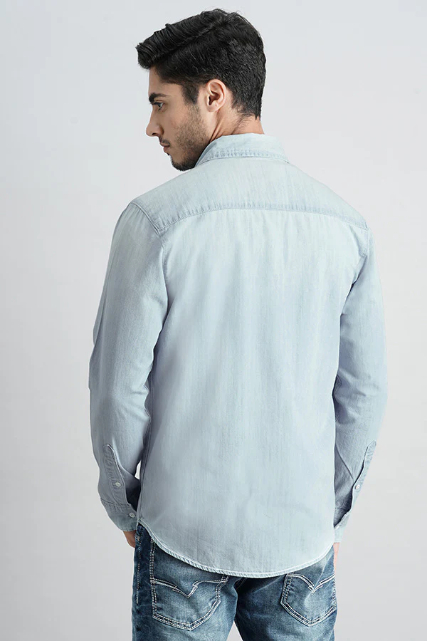 Med Blue Full Sleeve Denim Shirt - Image 4