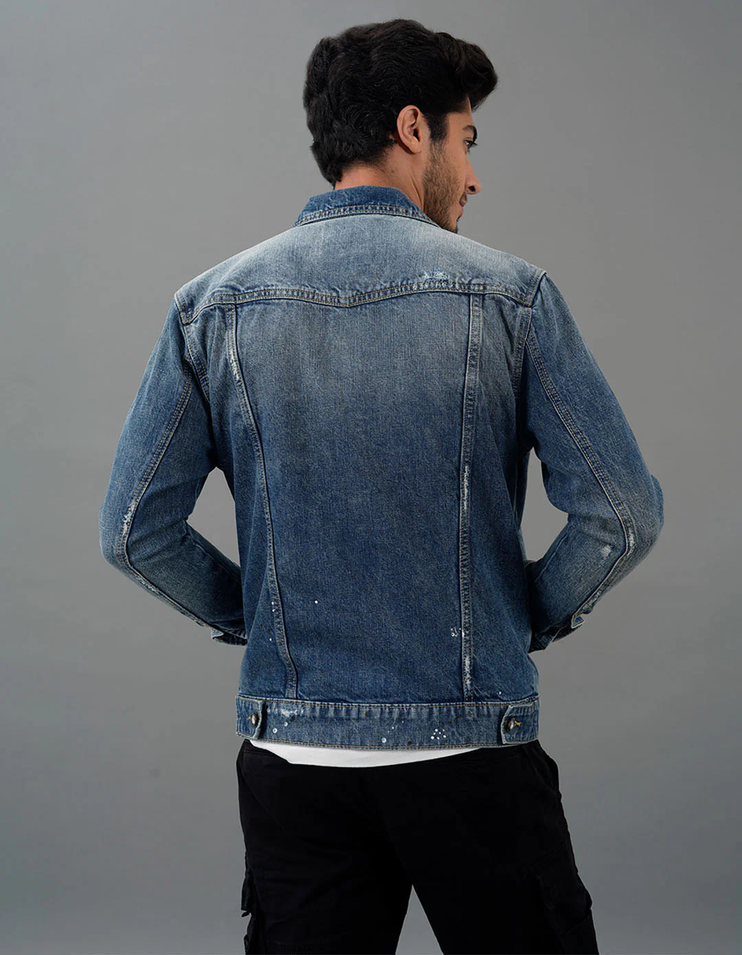 Med Blue Full Sleeves Denim Jacket - Image 5