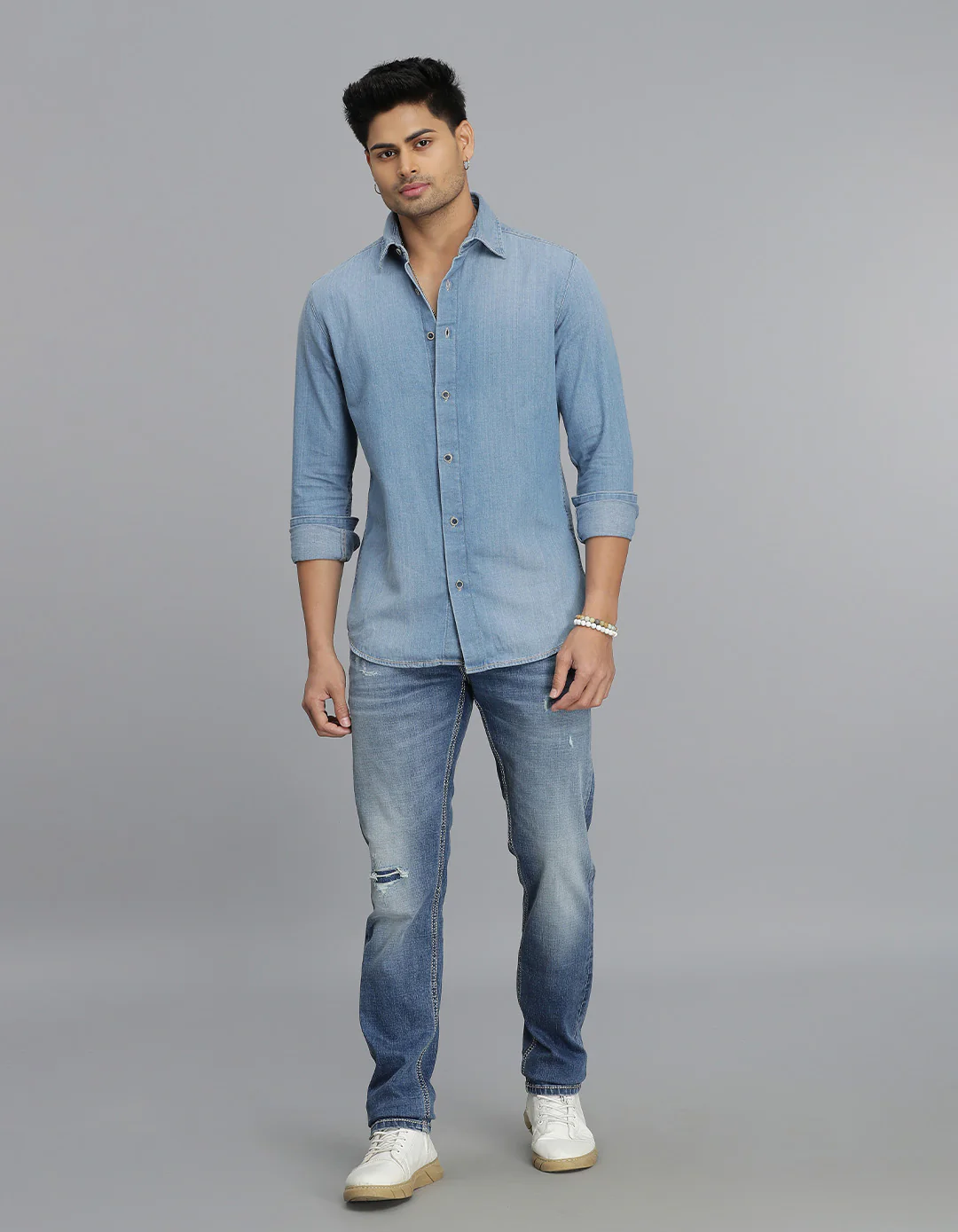 Med Blue Full Sleeves Denim Shirt - Image 2