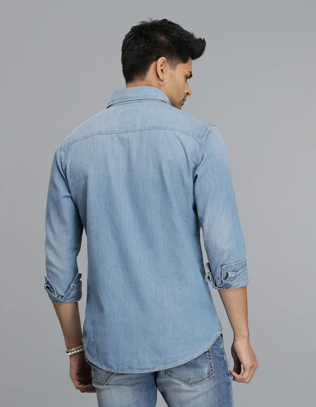 Med Blue Full Sleeves Denim Shirt - Image 5