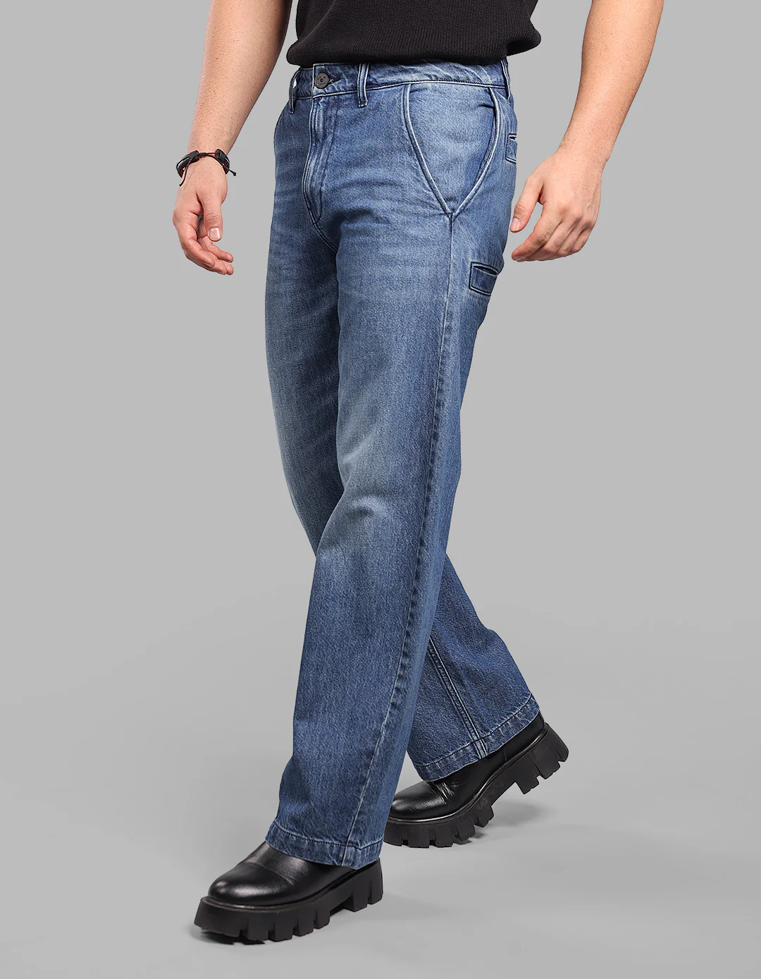 Med Blue Loose Fit Jeans - Image 3