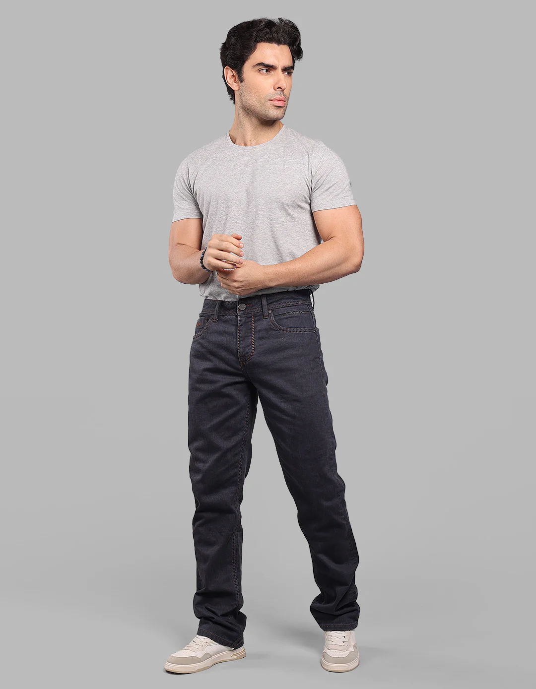 Med Blue Midrise, Comfort And Straight Fit Stretch Jeans - Image 2