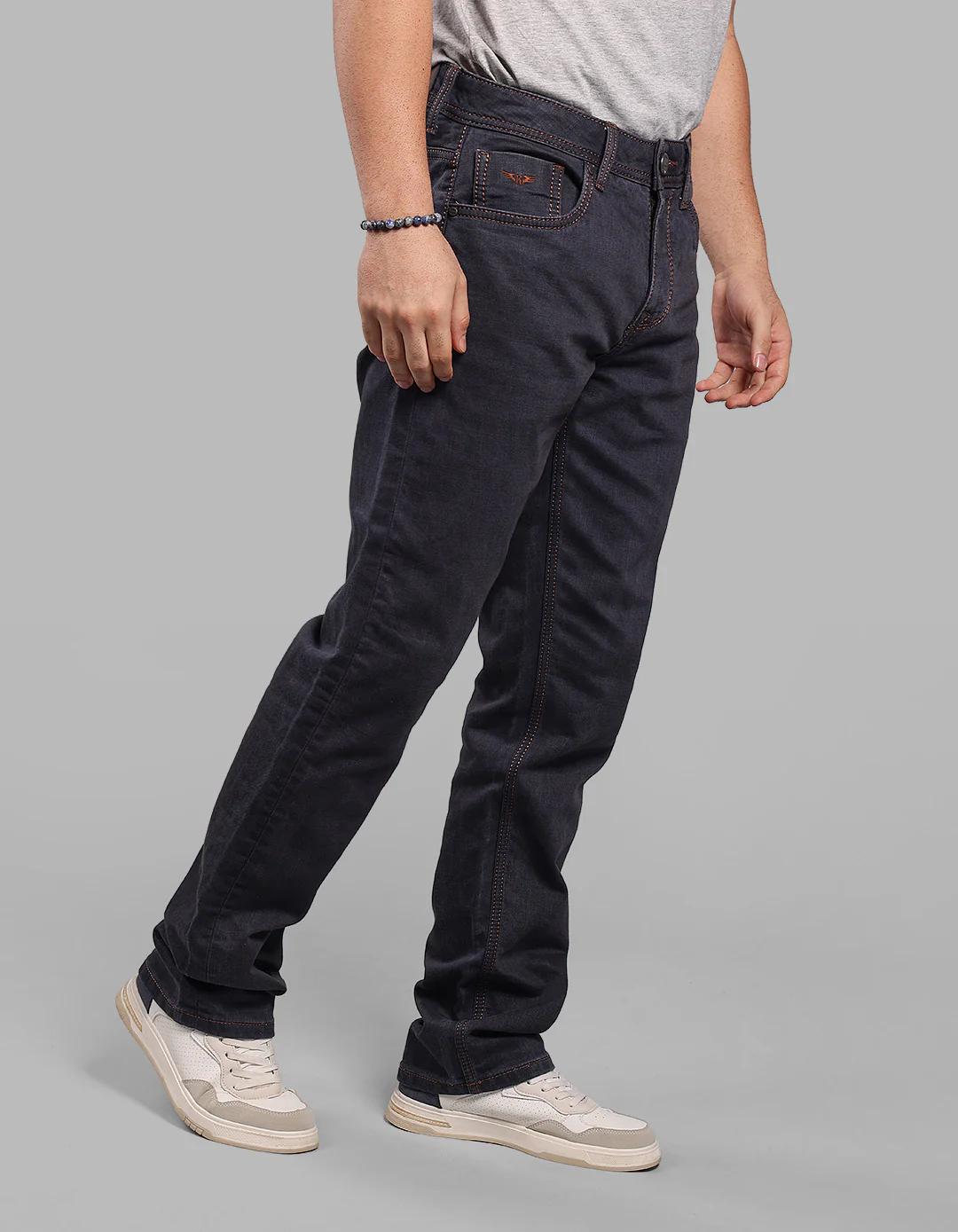 Med Blue Midrise, Comfort And Straight Fit Stretch Jeans - Image 4