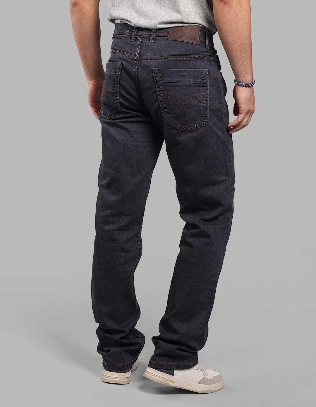 Med Blue Midrise, Comfort And Straight Fit Stretch Jeans - Image 5
