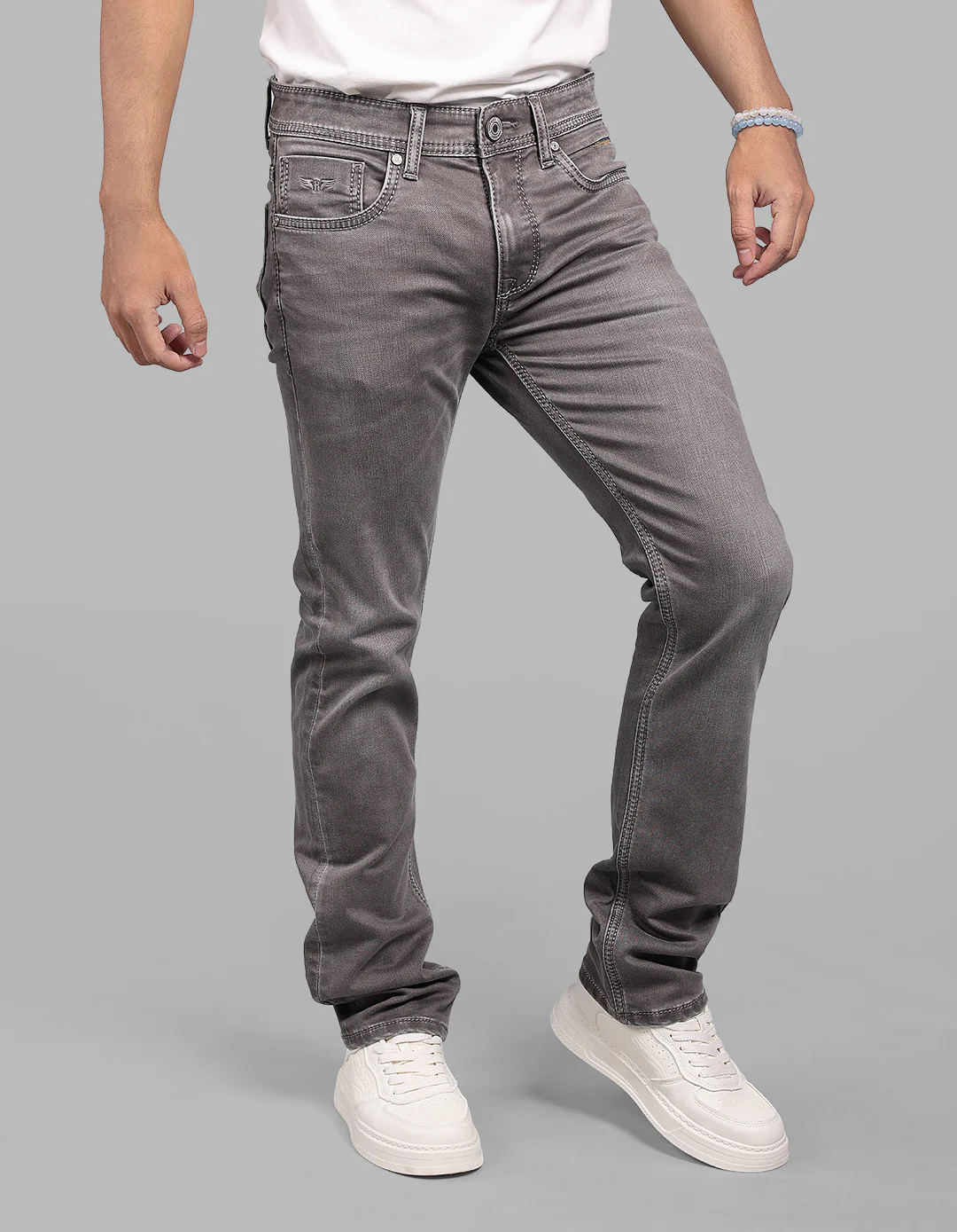 Med Brown Mid-Rise Slim Straight Fit Stretch Jeans - Image 6