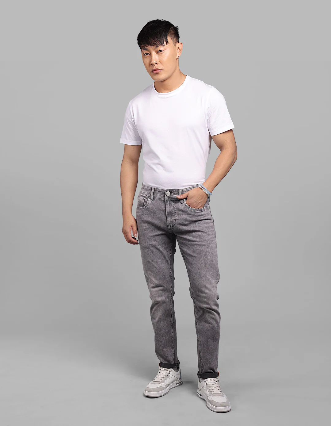 Med Grey Low-Rise Ankle Length Stretch Jeans - Image 2