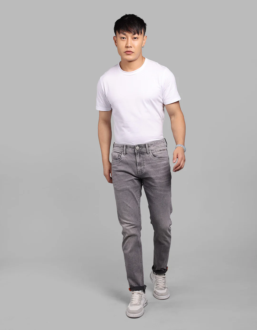 Med Grey Low-Rise Ankle Length Stretch Jeans - Image 3