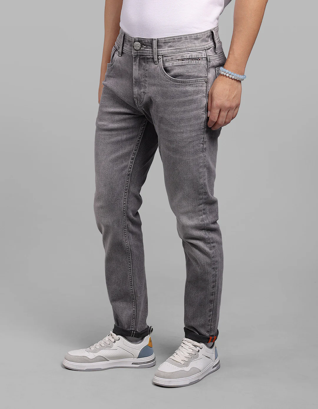 Med Grey Low-Rise Ankle Length Stretch Jeans - Image 4