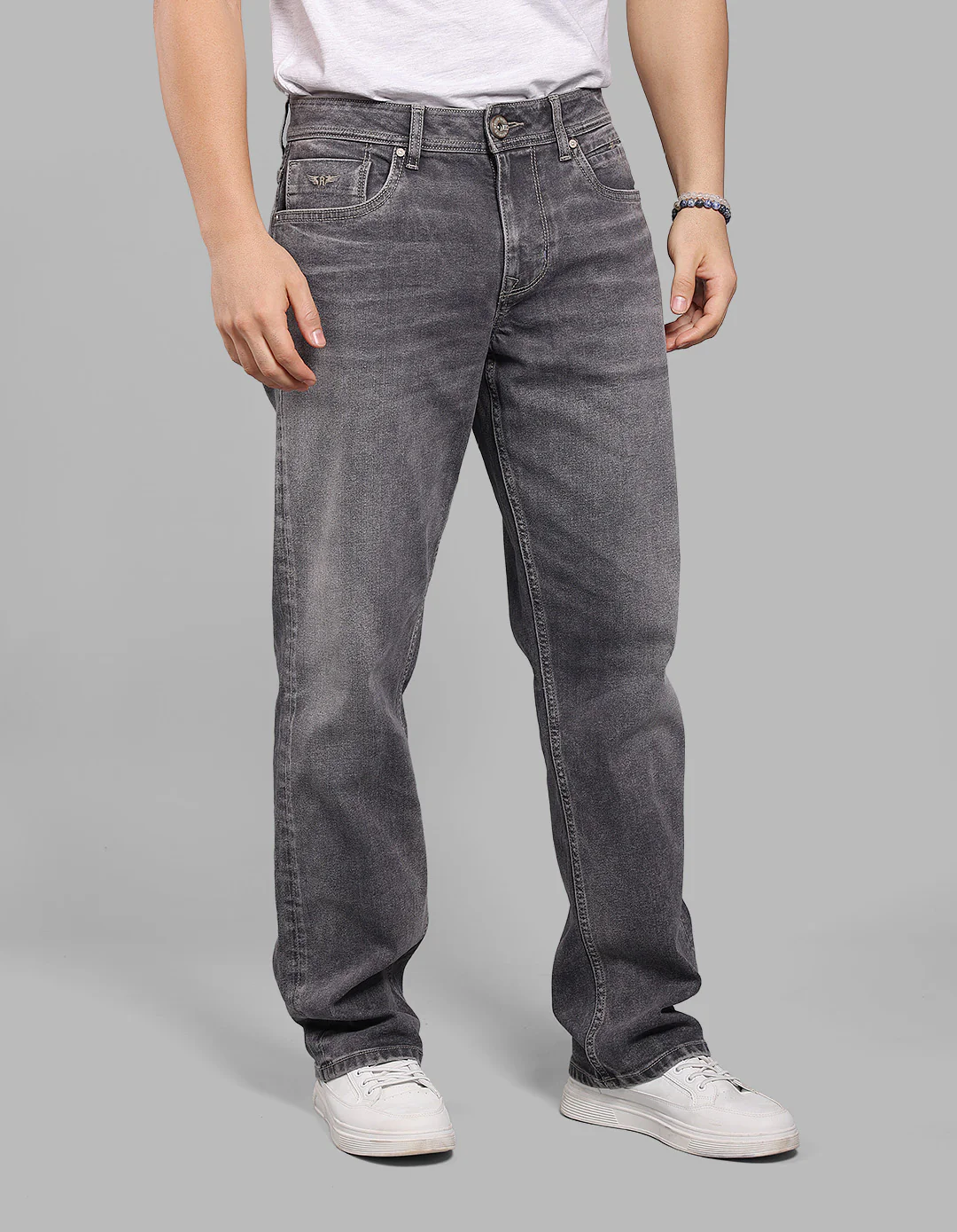 Med Grey Midrise, Comfort And Straight Fit Stretch Jeans - Image 4