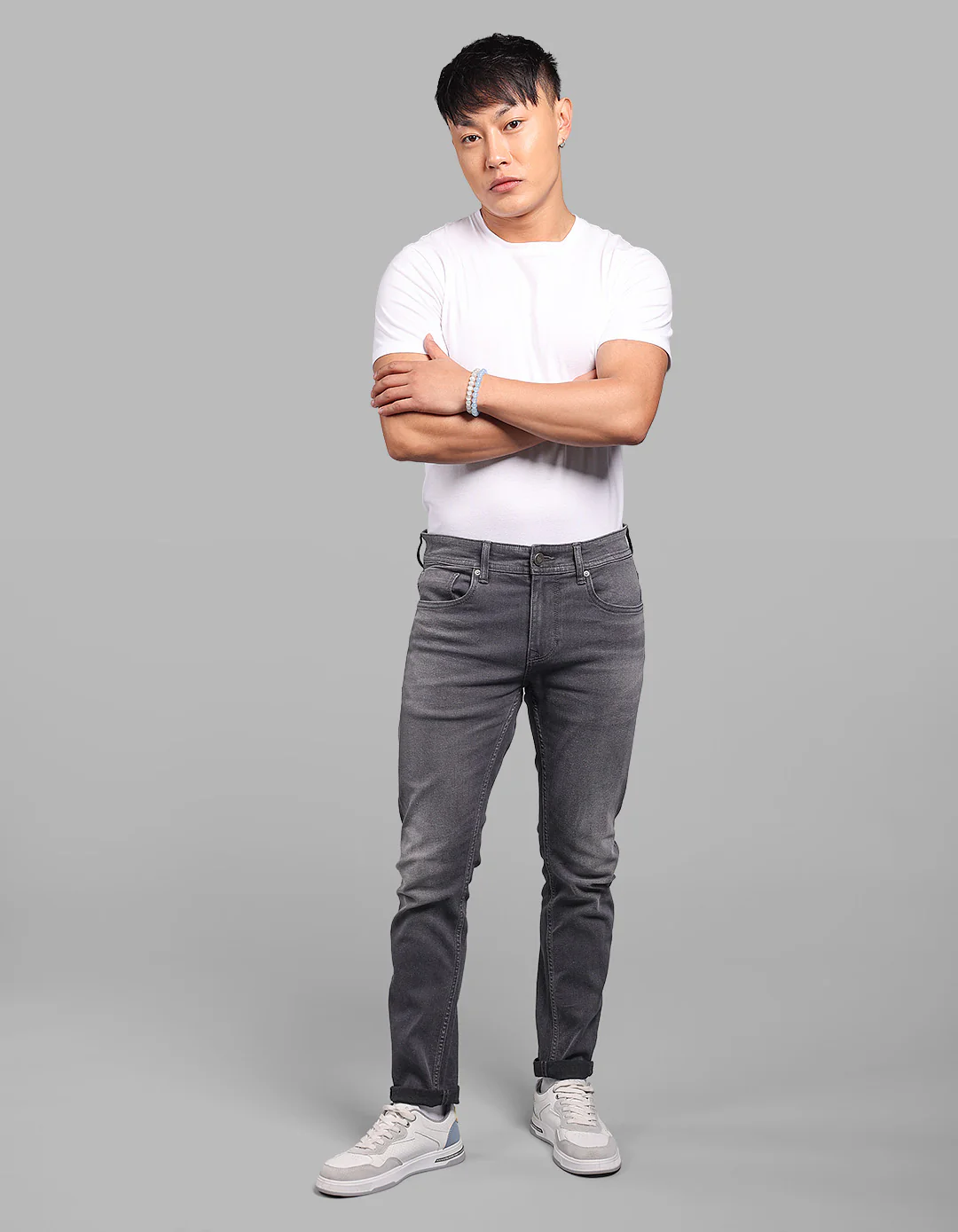 Med Grey Low-Rise Ankle Length Stretch Jeans - Image 2