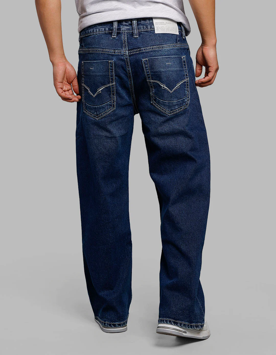 Medium Blue Midrise Loose Fit Stretch Jeans - Image 5
