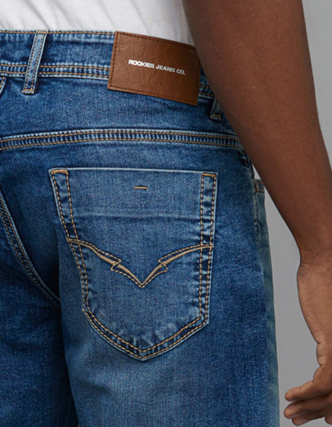 Medium Blue Midrise, Comfort And Straight Fit Stretch Jeans - Image 7