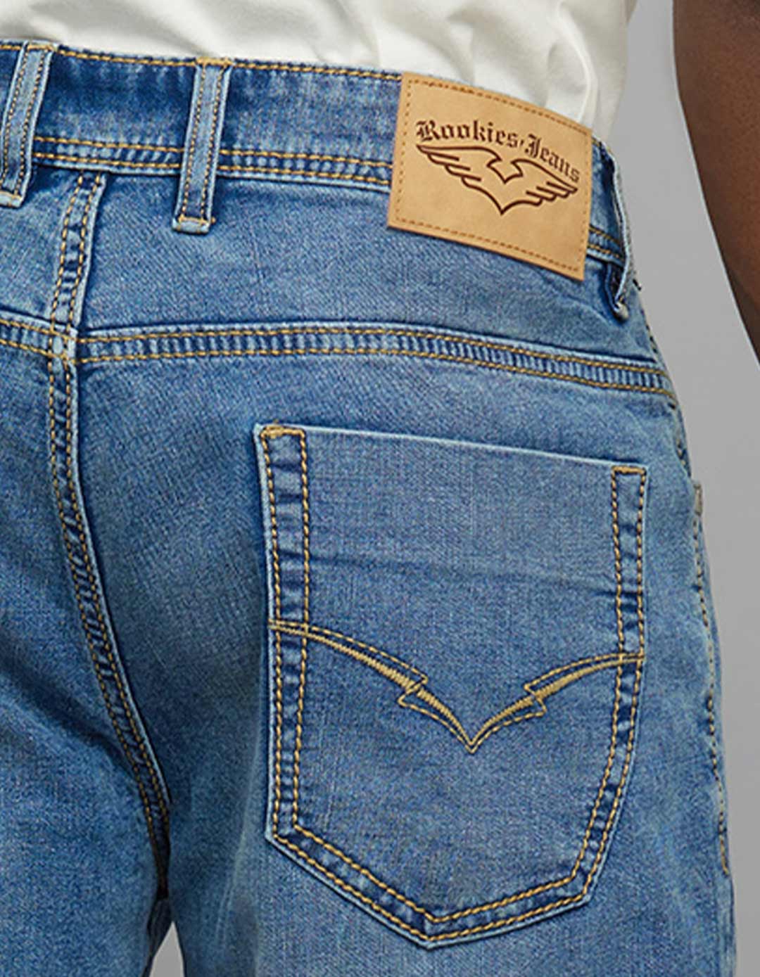 Medium Blue Midrise, Comfort And Straight Fit Stretch Jeans - Image 6