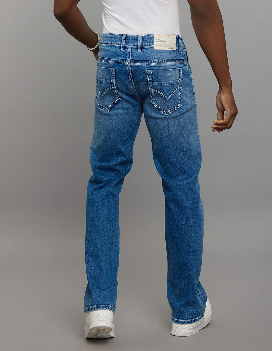 Medium Blue Midrise Loose Fit Stretch Jeans - Image 6