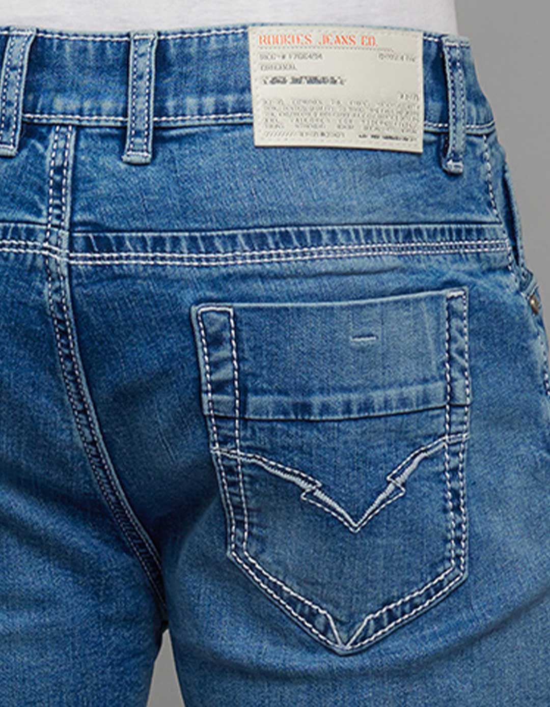Medium Blue Midrise Loose Fit Stretch Jeans - Image 7