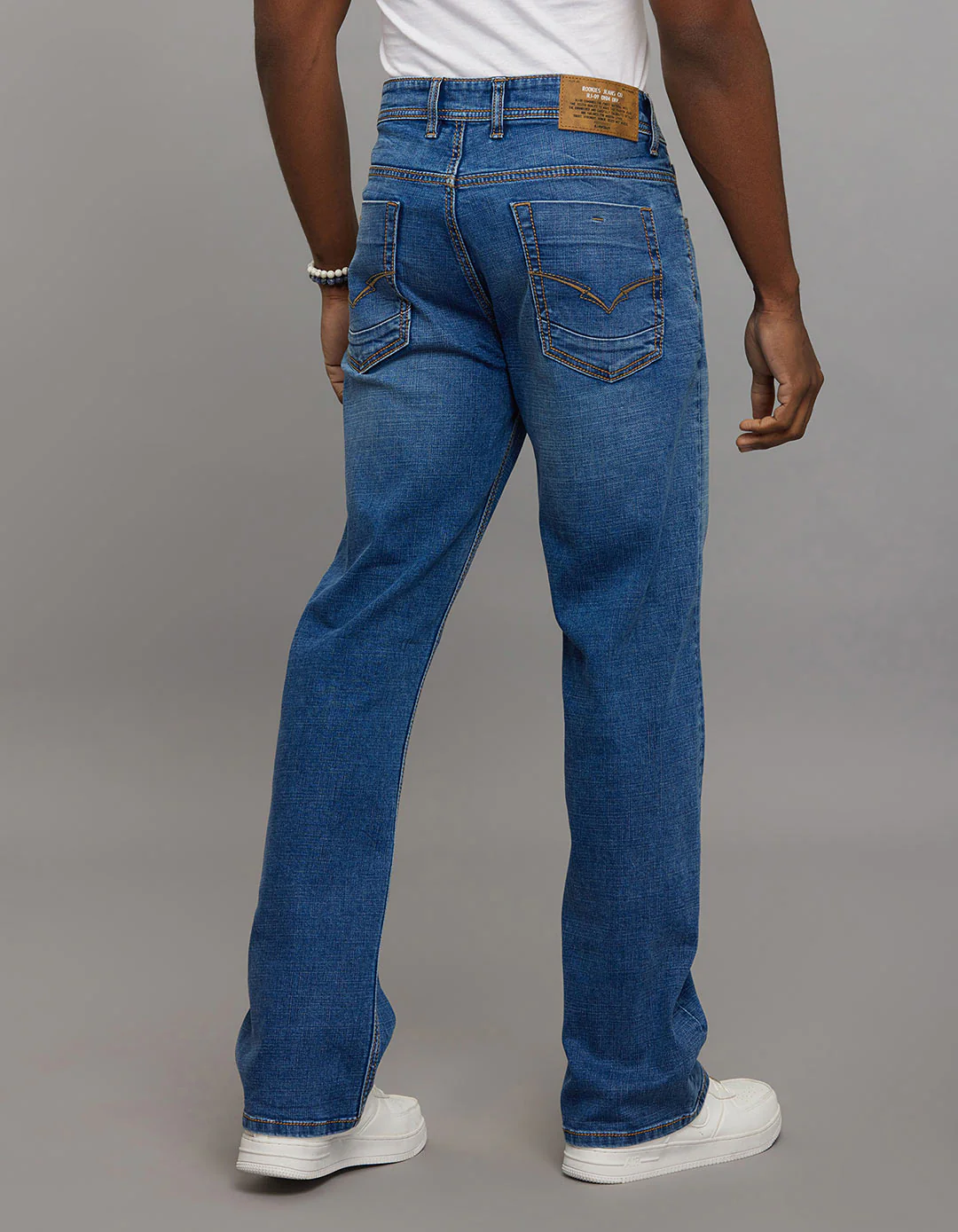 Medium Blue Midrise Loose Fit Stretch Jeans - Image 5