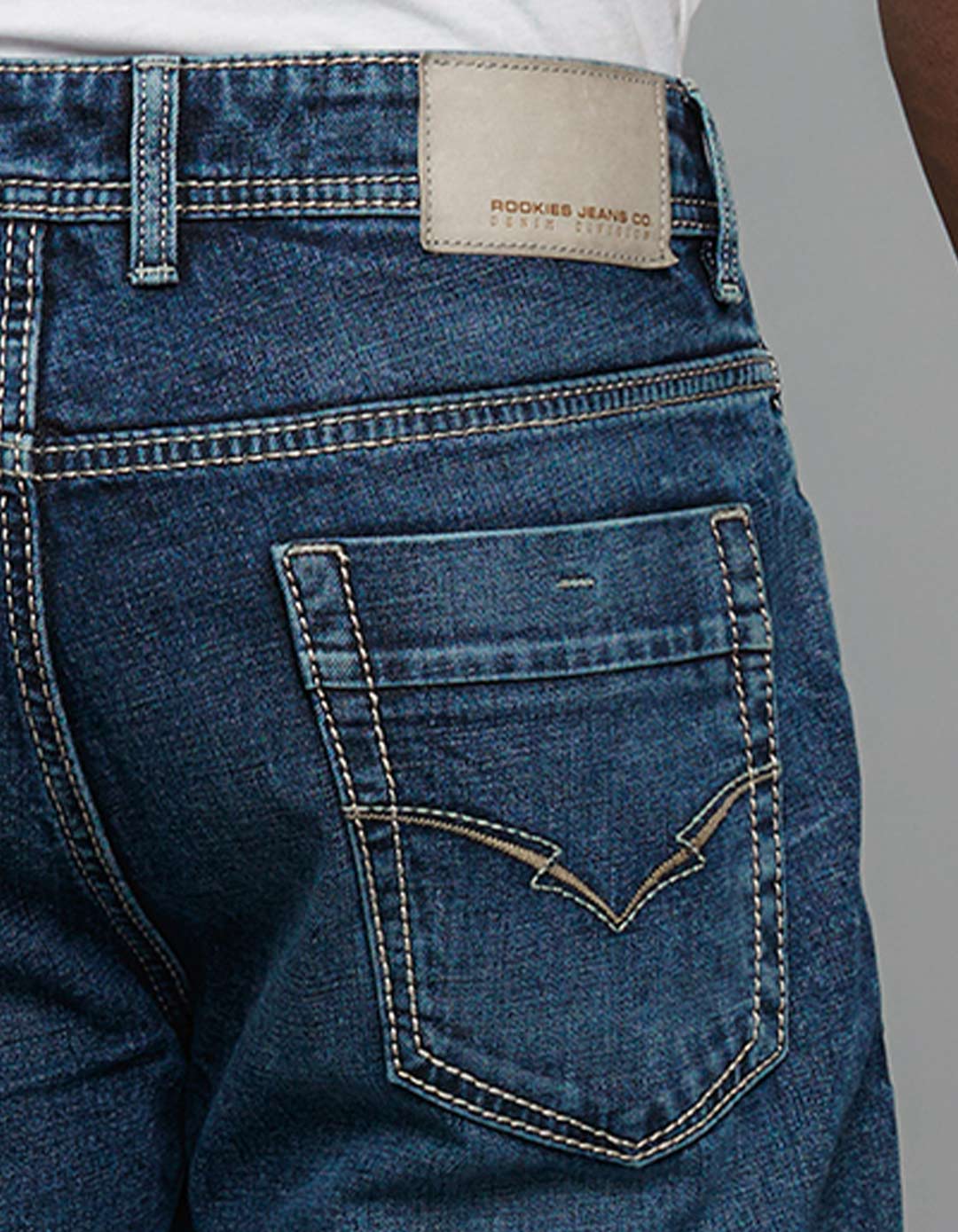 Medium Blue Midrise Loose Fit Stretch Jeans - Image 6