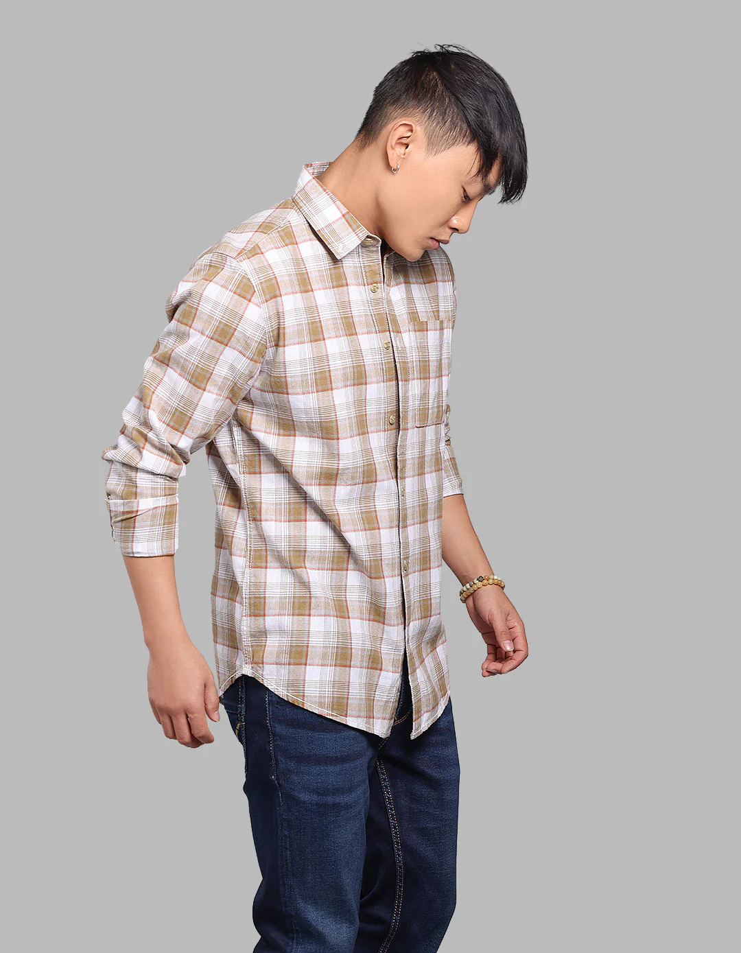 Mehendi White Full Sleeve Check Shirt - Image 4