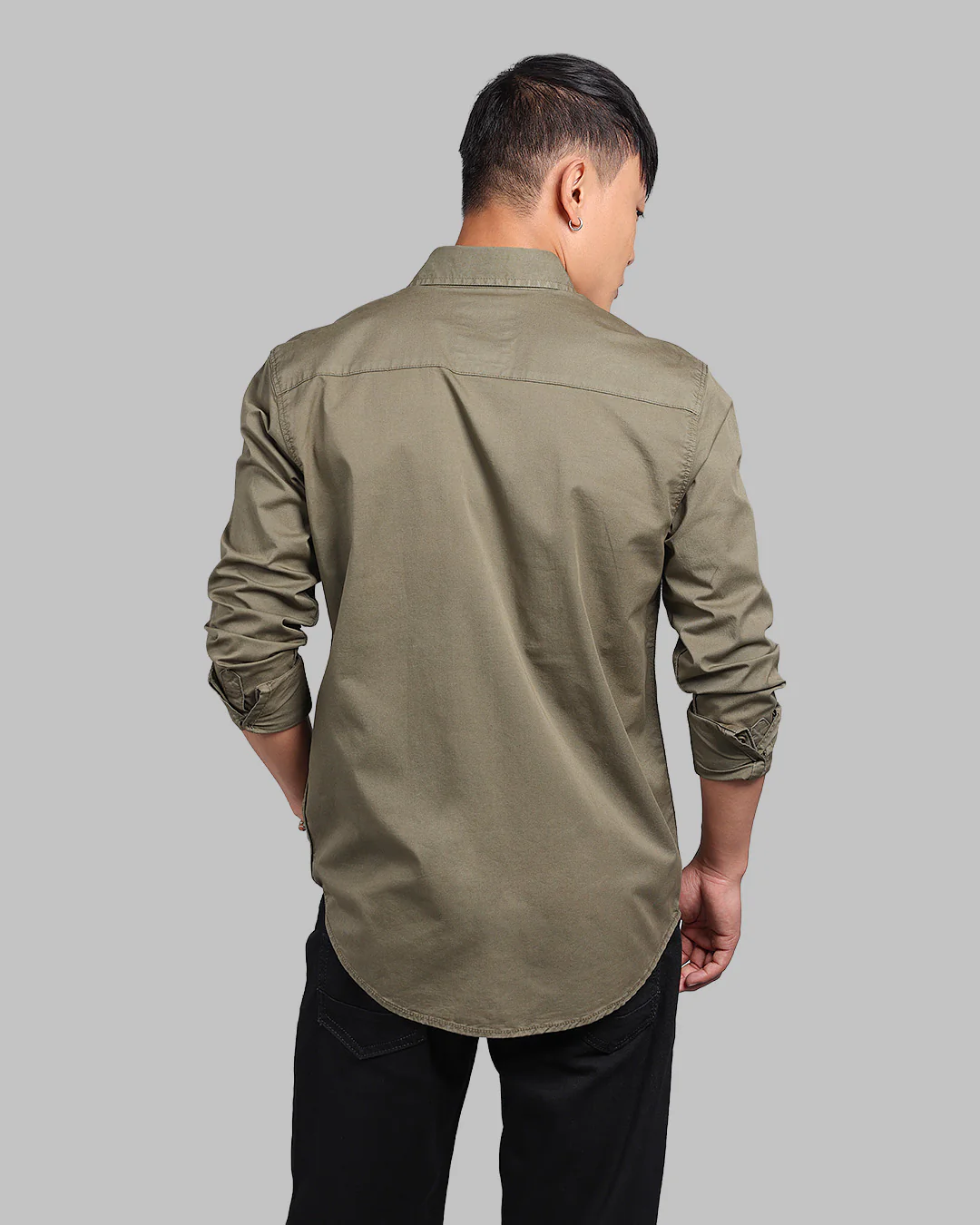 Military Green Full Sleeve Stretch Cargo Shirt - Image 5