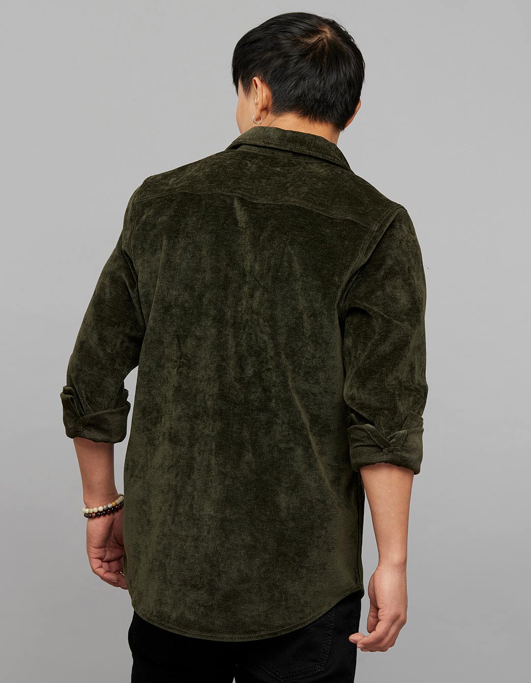 Military Green Full Sleeves Button Front Closure Shacket - Image 6